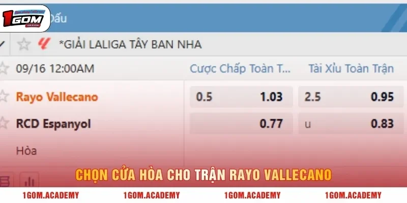 Chọn cửa hòa cho trận Rayo Vallecano