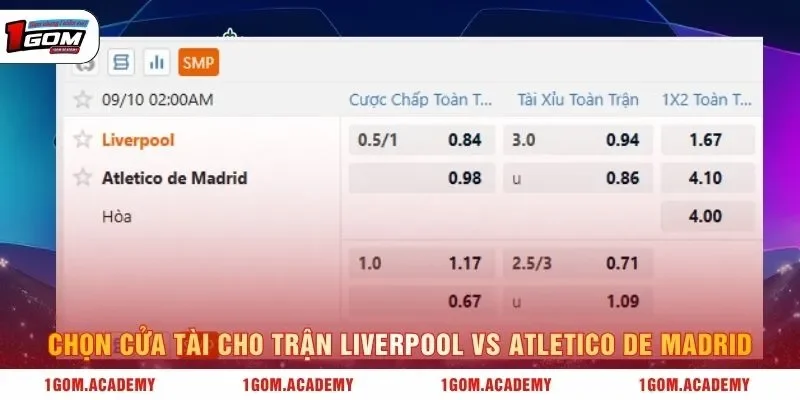 Chọn cửa Tài cho trận Liverpool vs Atletico de Madrid